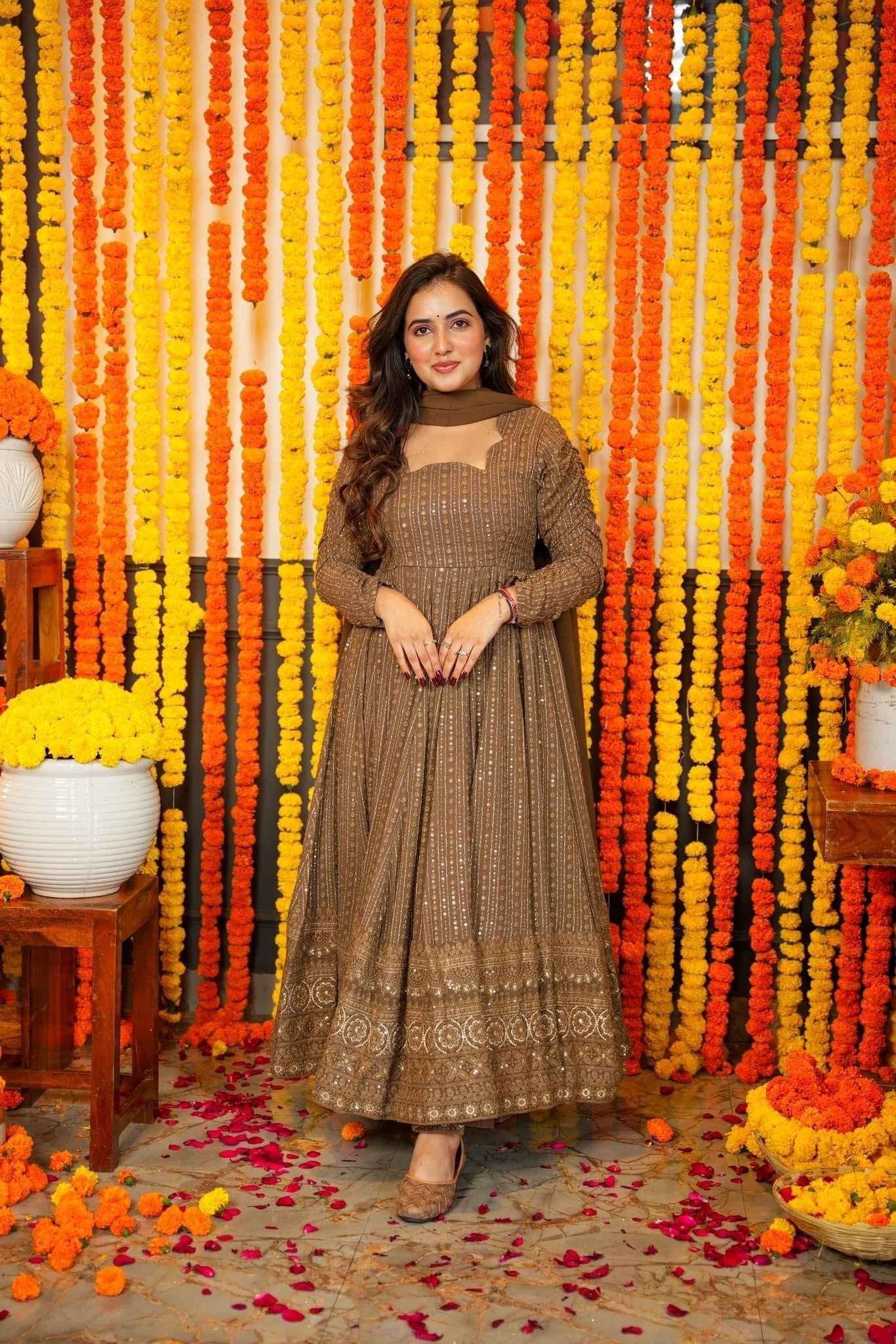 Yash Enterprise Night Star Embroidered Georgette Suit Set  Grab2Buy Yash Enterprise Grab2Buy