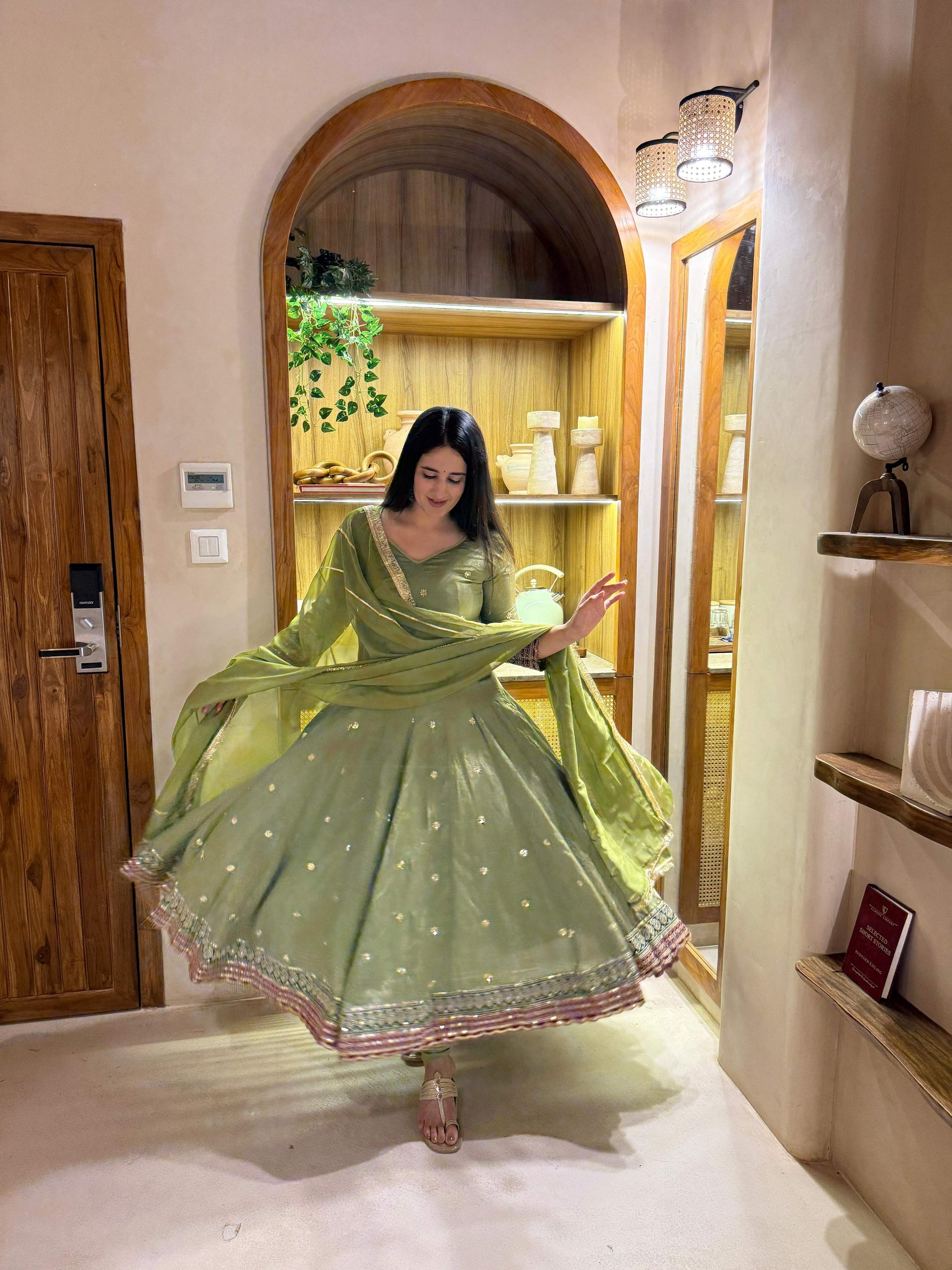 Yash Enterprise Green Vichitra Silk Party Wear Embroidery Suit Set  Grab2Buy Yash Enterprise Grab2Buy