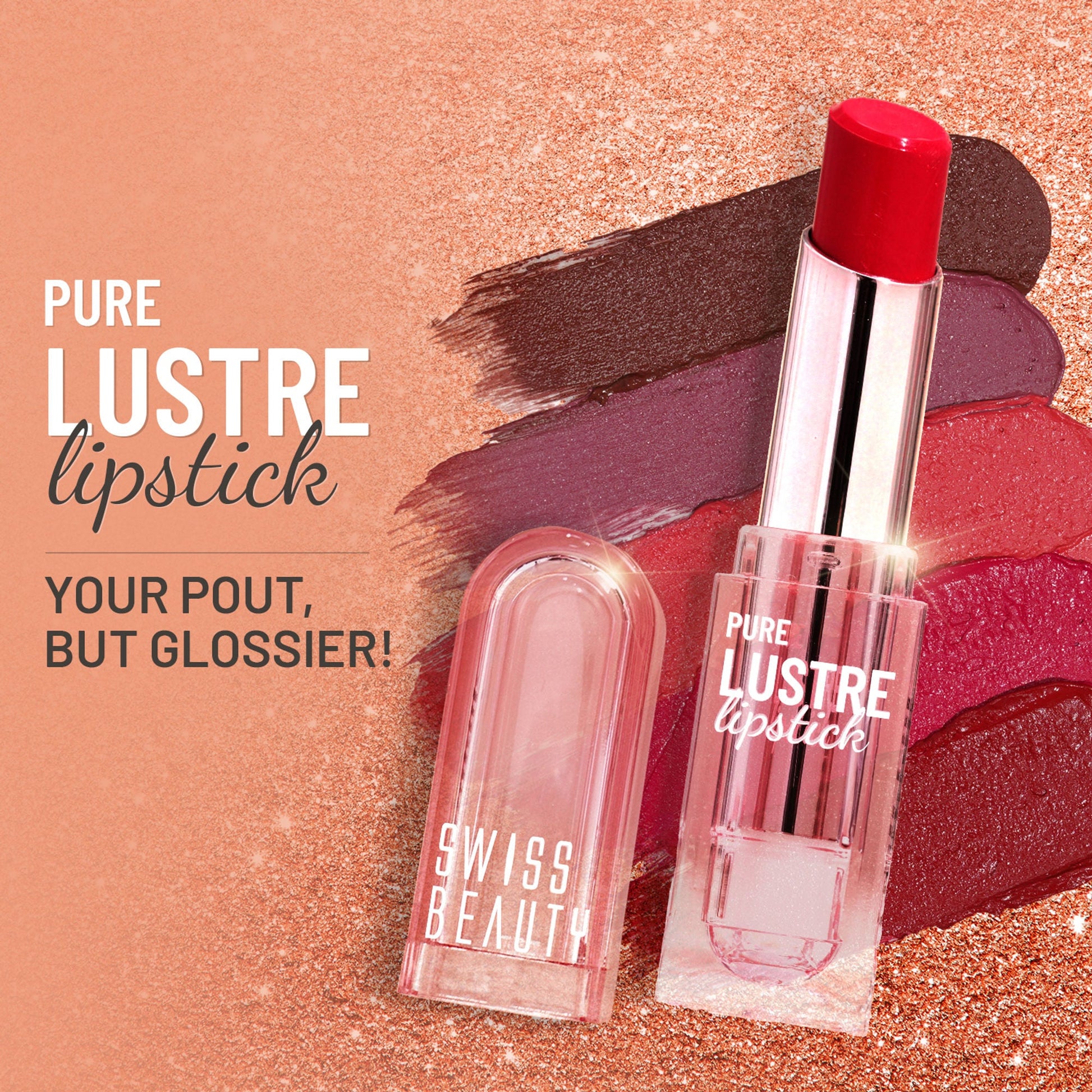 Swiss Beauty High Shine Finish Smooth Glide Pure Lustre Lipstick - 4 It's Bare