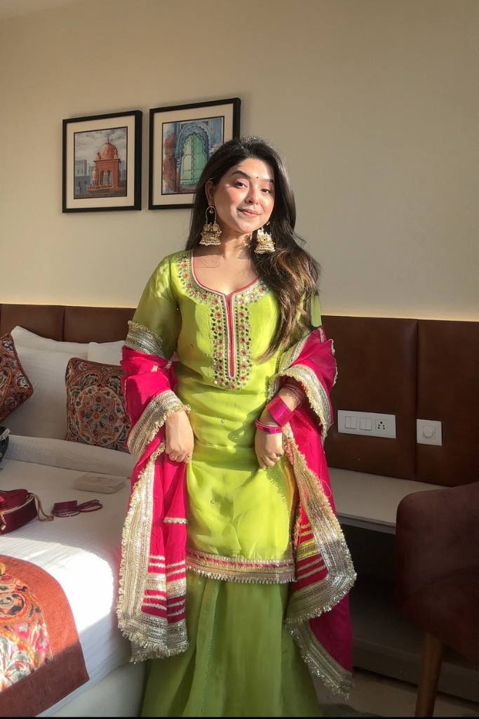 Yash Enterprise Green Faux Blooming Embroidery Sarara Suit  Grab2Buy Yash Enterprise Grab2Buy