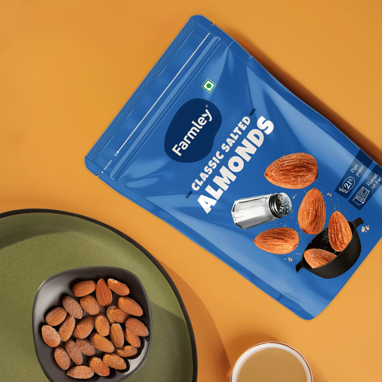 Farmley Classic Salted Almonds - Roasted, Not Fried