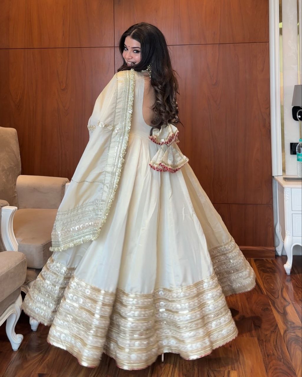 Yash Enterprise Of White Chinon Silk With Embroidery Zari Sequins-Work  Grab2Buy Yash Enterprise Grab2Buy