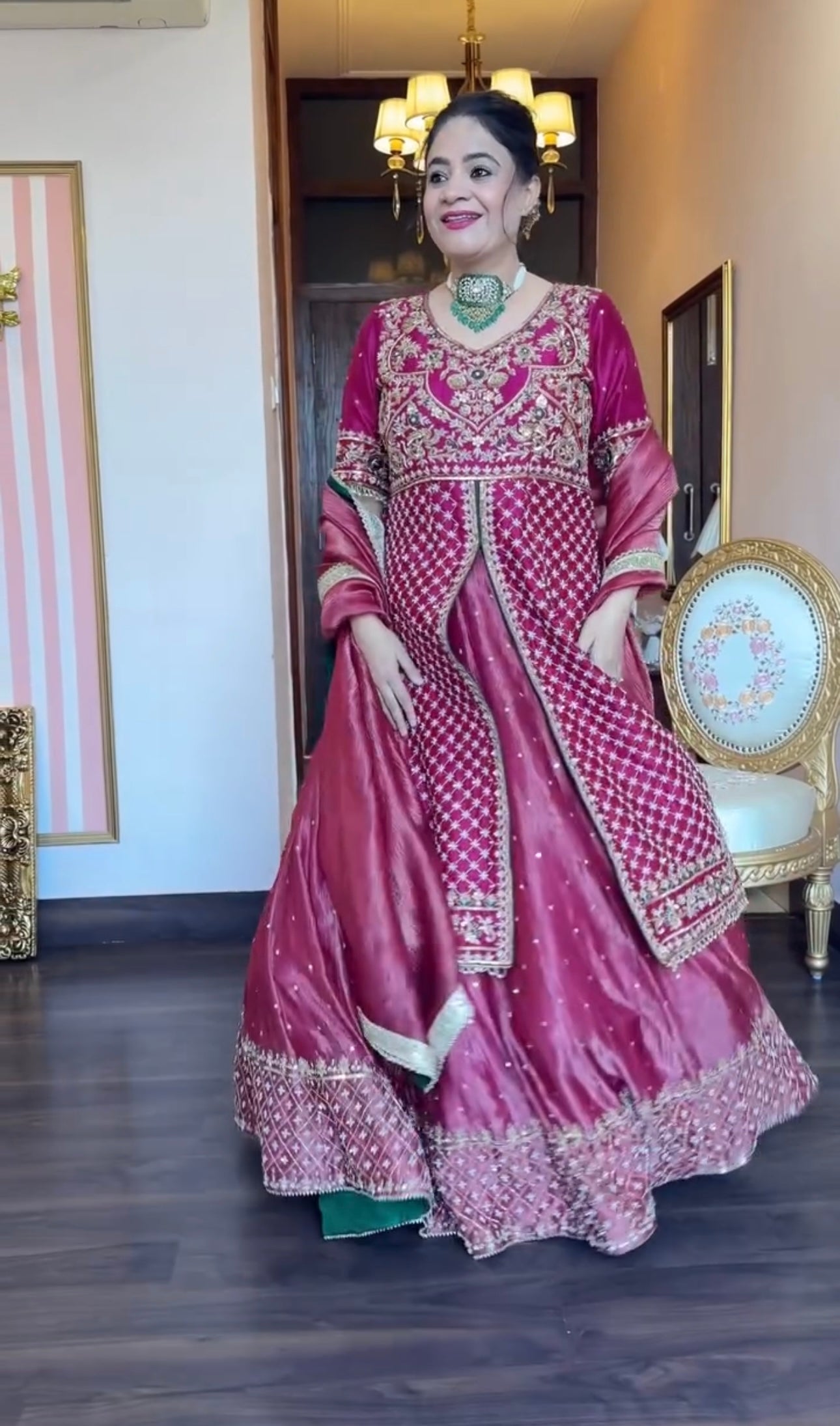 Yash Enterprise Pink Chinon Silk Party Wear Embroidery Suit Set  Grab2Buy Yash Enterprise Grab2Buy