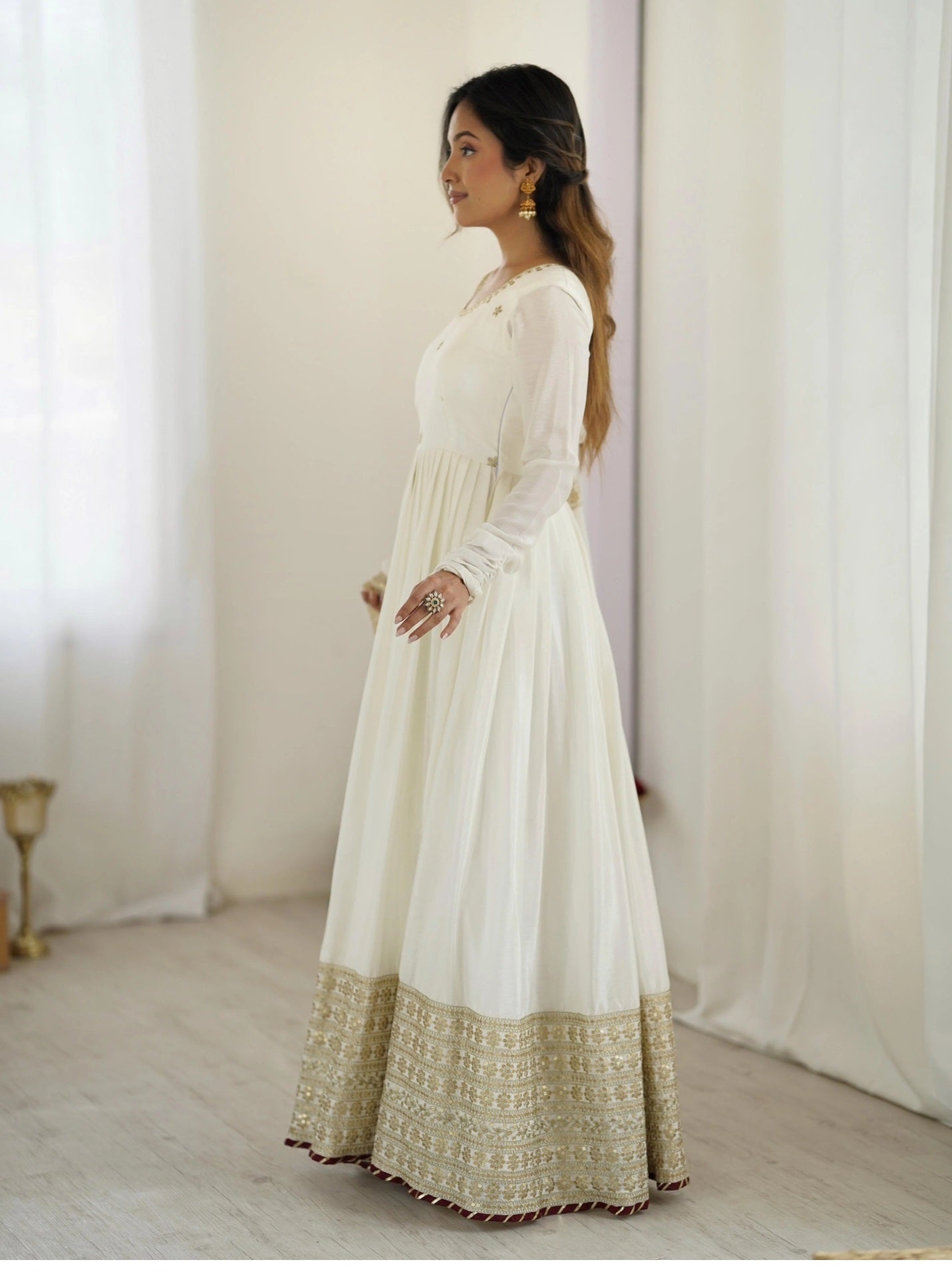 Yash Enterprise Off White Chinon Silk Party Wear Embroidery Suit Set  Grab2Buy Yash Enterprise Grab2Buy