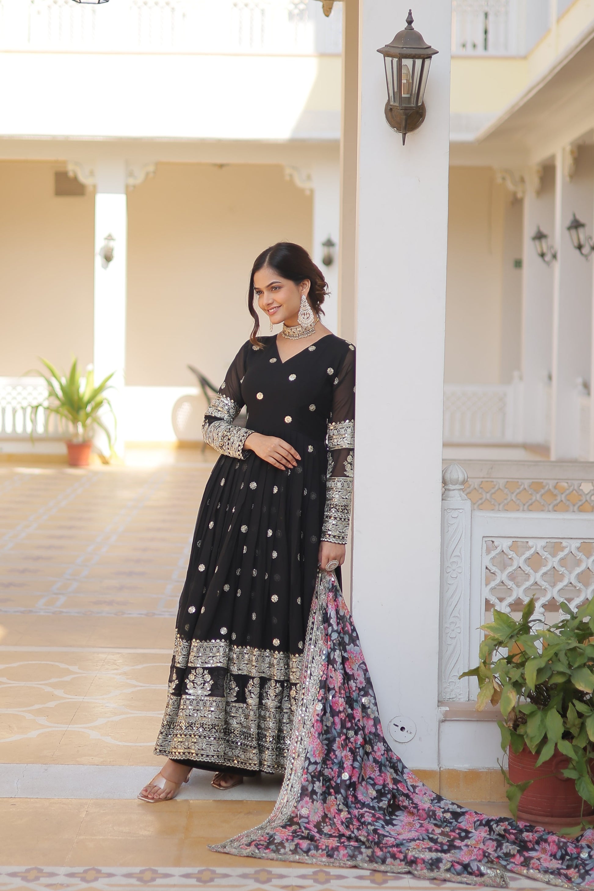 Yash Enterprise Black Georgette Embroidery Work Stiched Suit  Grab2Buy Yash Enterprise Grab2Buy