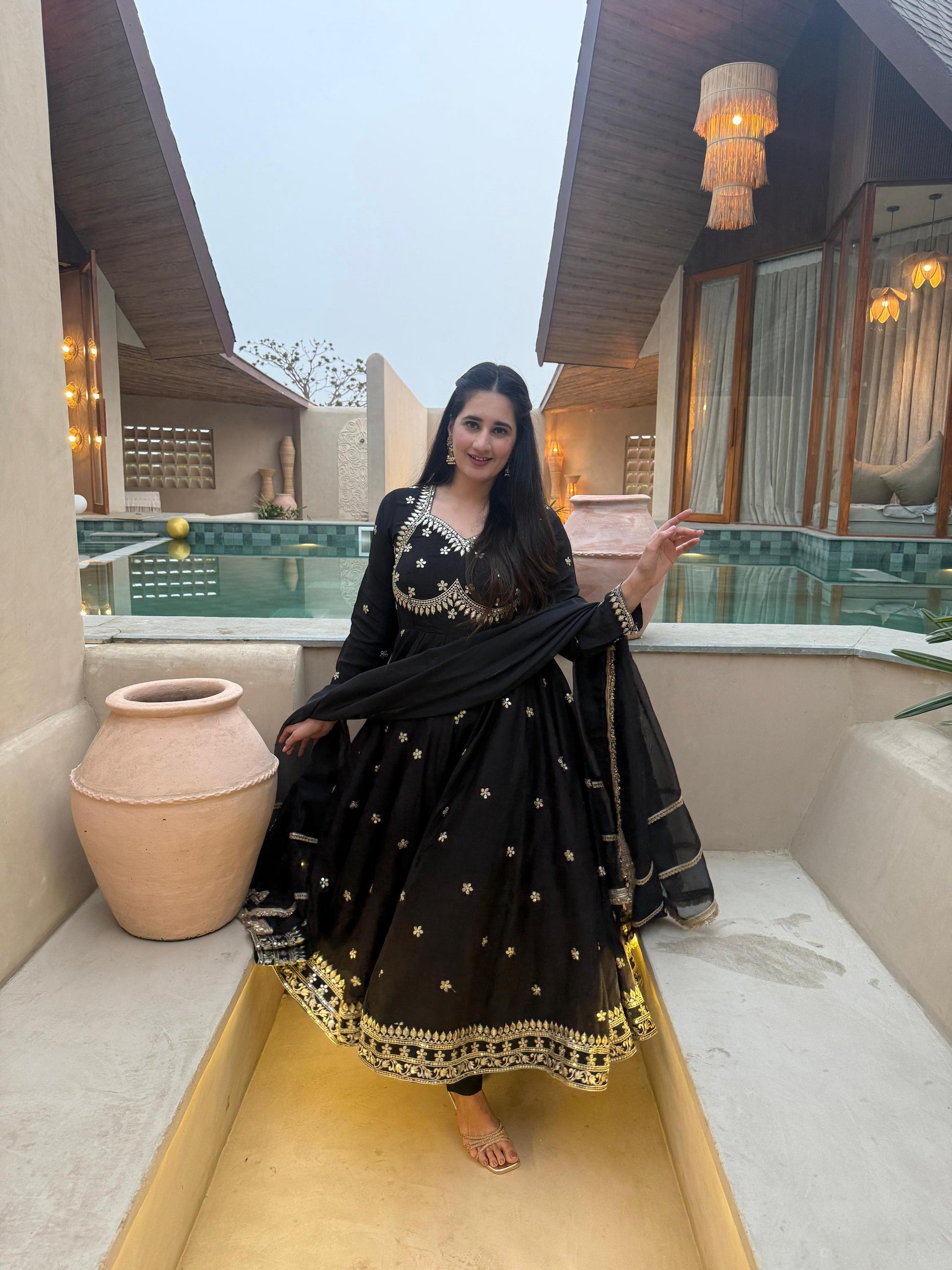 Yash Enterprise Black Vichitra Silk Party Wear Embroidery Suit Set  Grab2Buy Yash Enterprise Grab2Buy