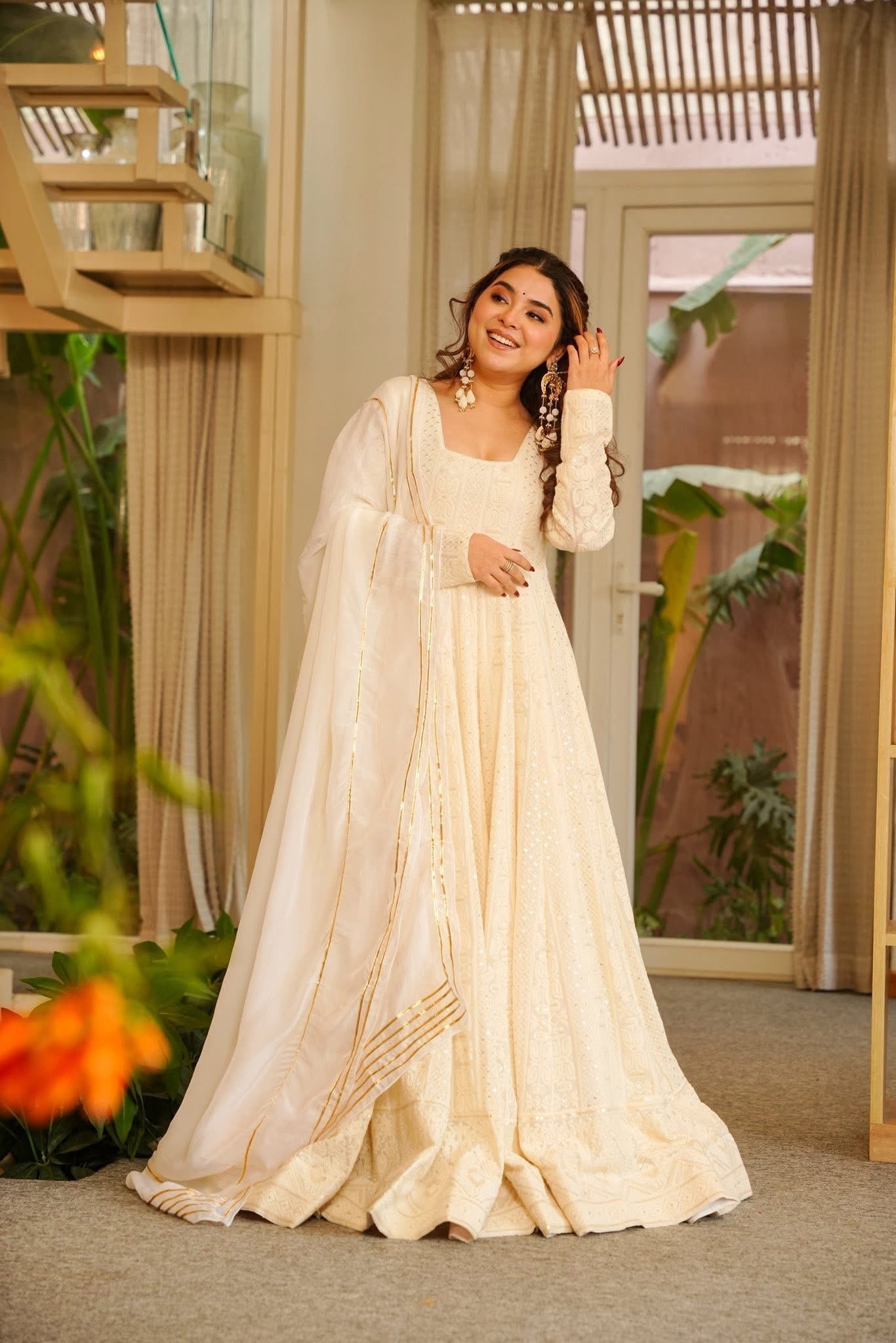 Yash Enterprise Cream Georgette Party Wear Embroidery Suit Set  Grab2Buy Yash Enterprise Grab2Buy