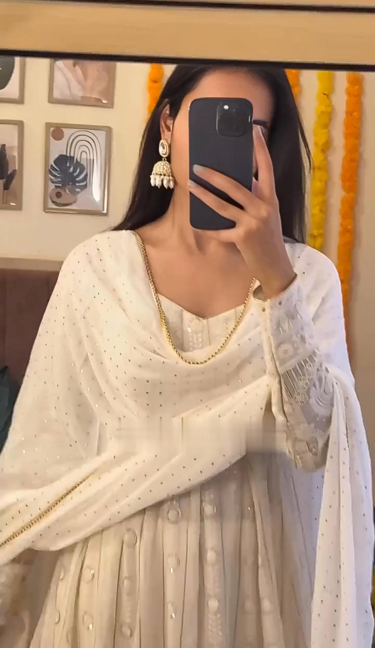 Yash Enterprise Off White Fux Blooming Embroidery Suit Set  Grab2Buy Yash Enterprise Grab2Buy