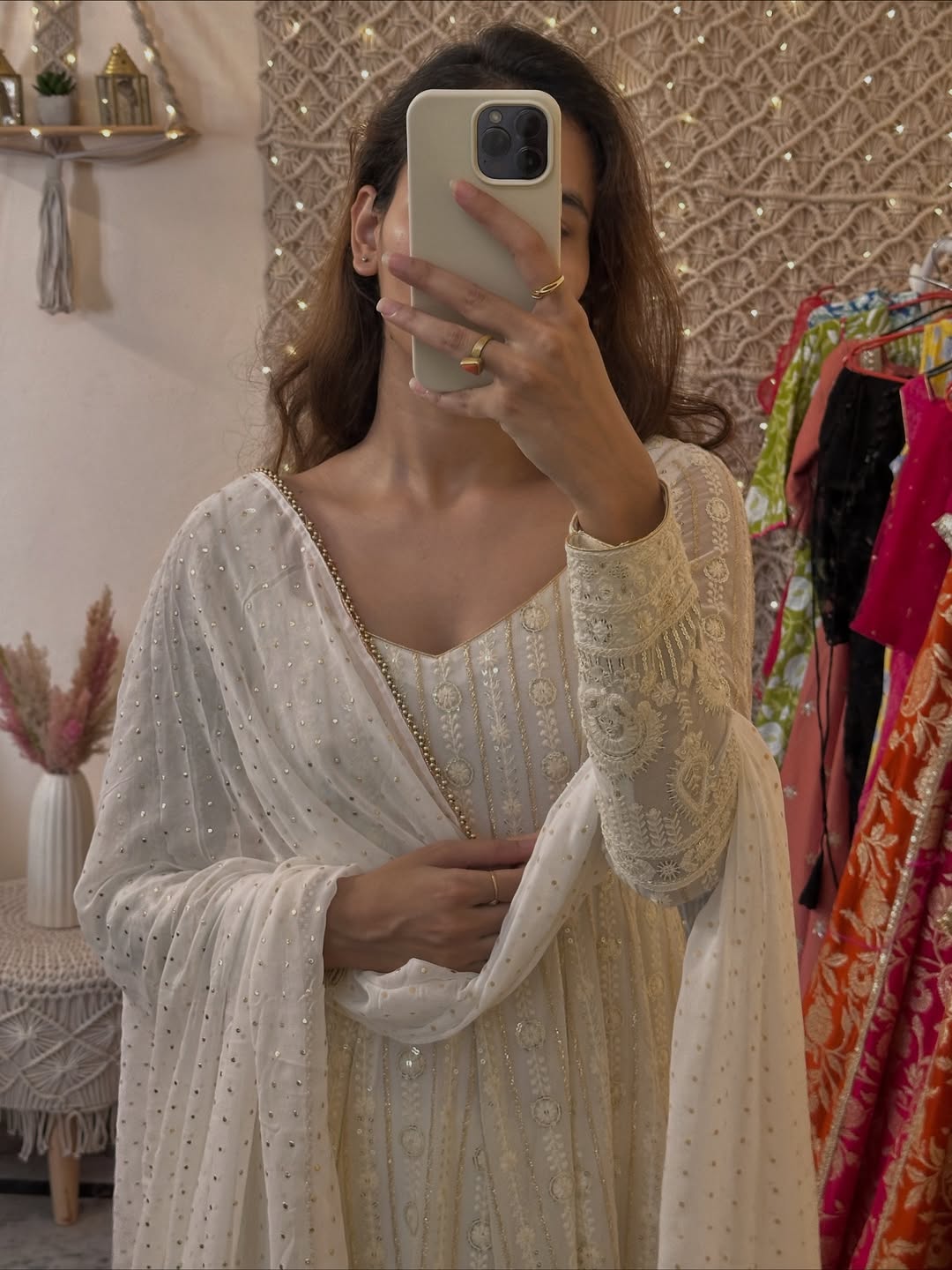 Yash Enterprise Off White Faux Blooming Party Wear Embroidery Suit Set  Grab2Buy Yash Enterprise Grab2Buy