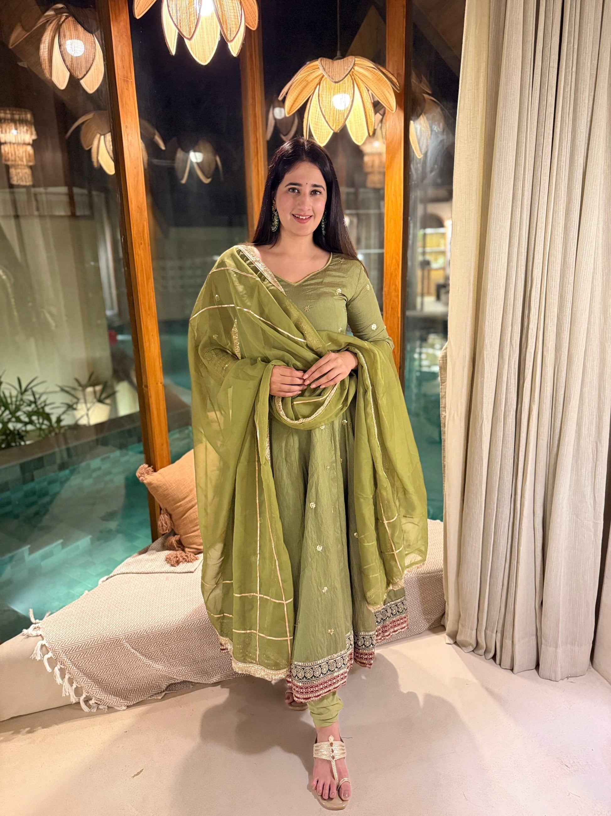 Yash Enterprise Green Vichitra Silk Party Wear Embroidery Suit Set  Grab2Buy Yash Enterprise Grab2Buy