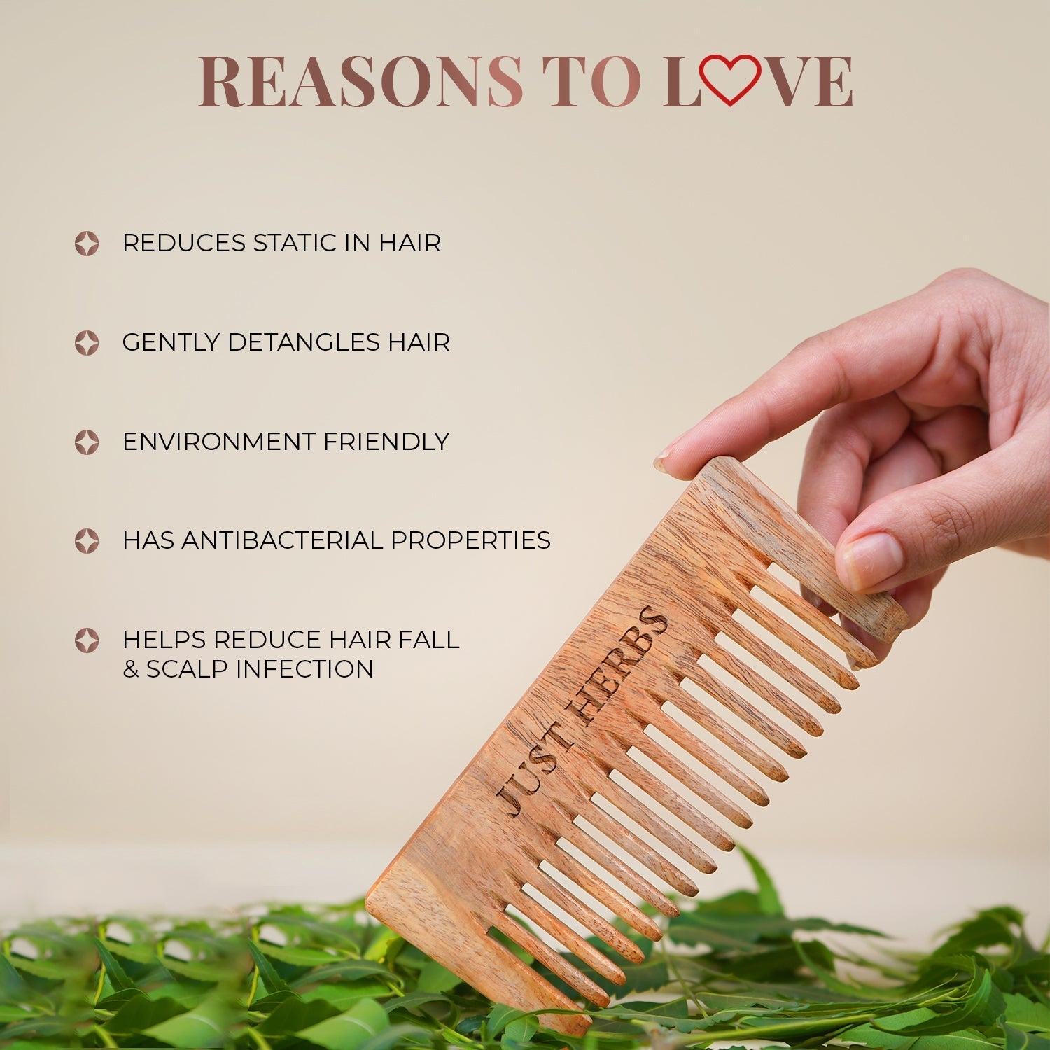 Handmade Wide-Tooth Neem Comb 