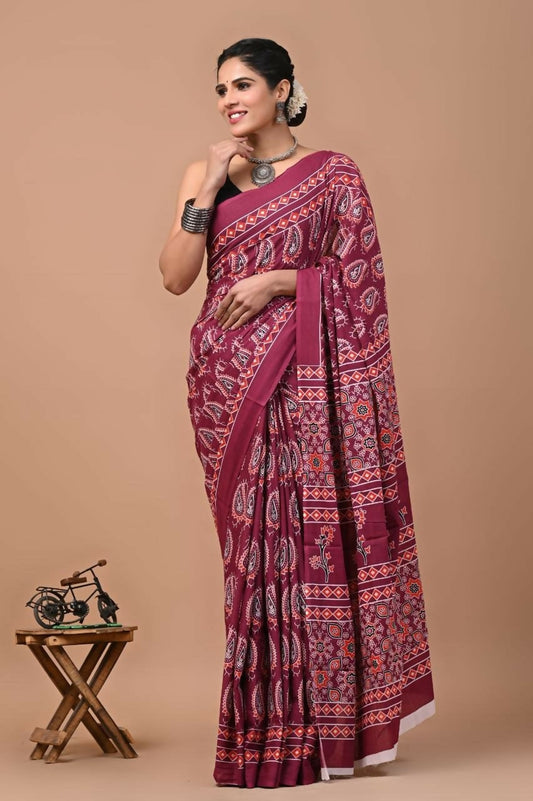 Exclusive Collection Red Multi Beautiful Mulmul Cotton Grab2Buy