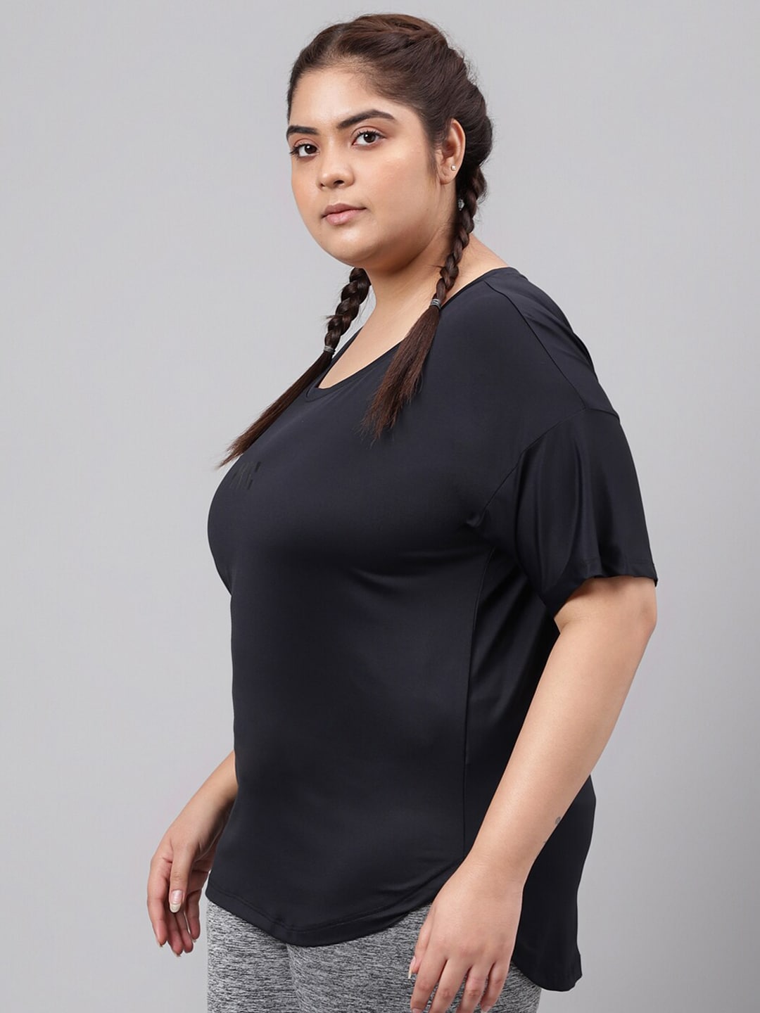MKH Plus Size Drop Shoulder Sleeves Relaxed Fit Dri-FIT Sports T-shirt 