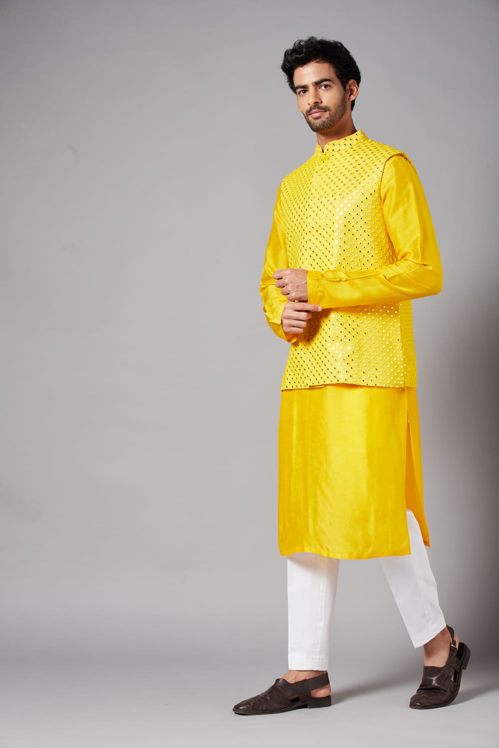 Yellot Designer Men's Nehru Jacket by Hilo Design  Grab2Buy Hilo Design Grab2Buy