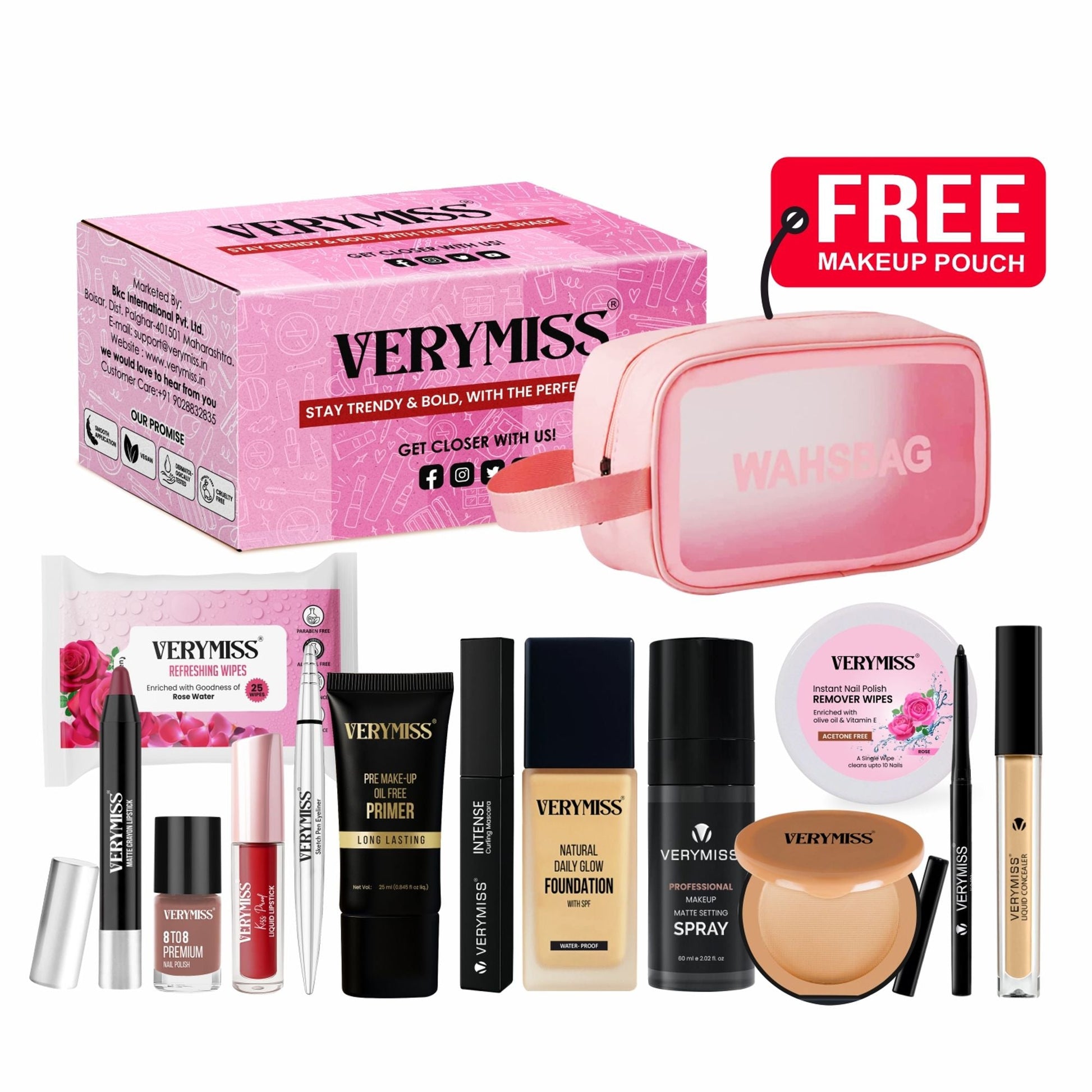 VERYMISS Ultimate Makeup Combo - 3 + Free Makeup Pouch  Grab2Buy VERYMISS Grab2Buy