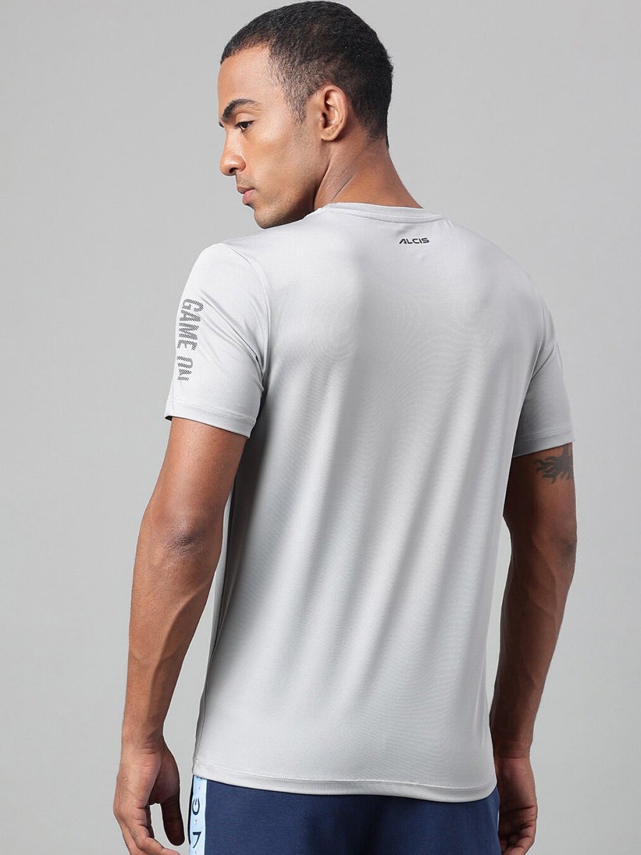 Alcis Typography Printed Anti-Static Dry Tech Slim Fit Sports T-shirt 