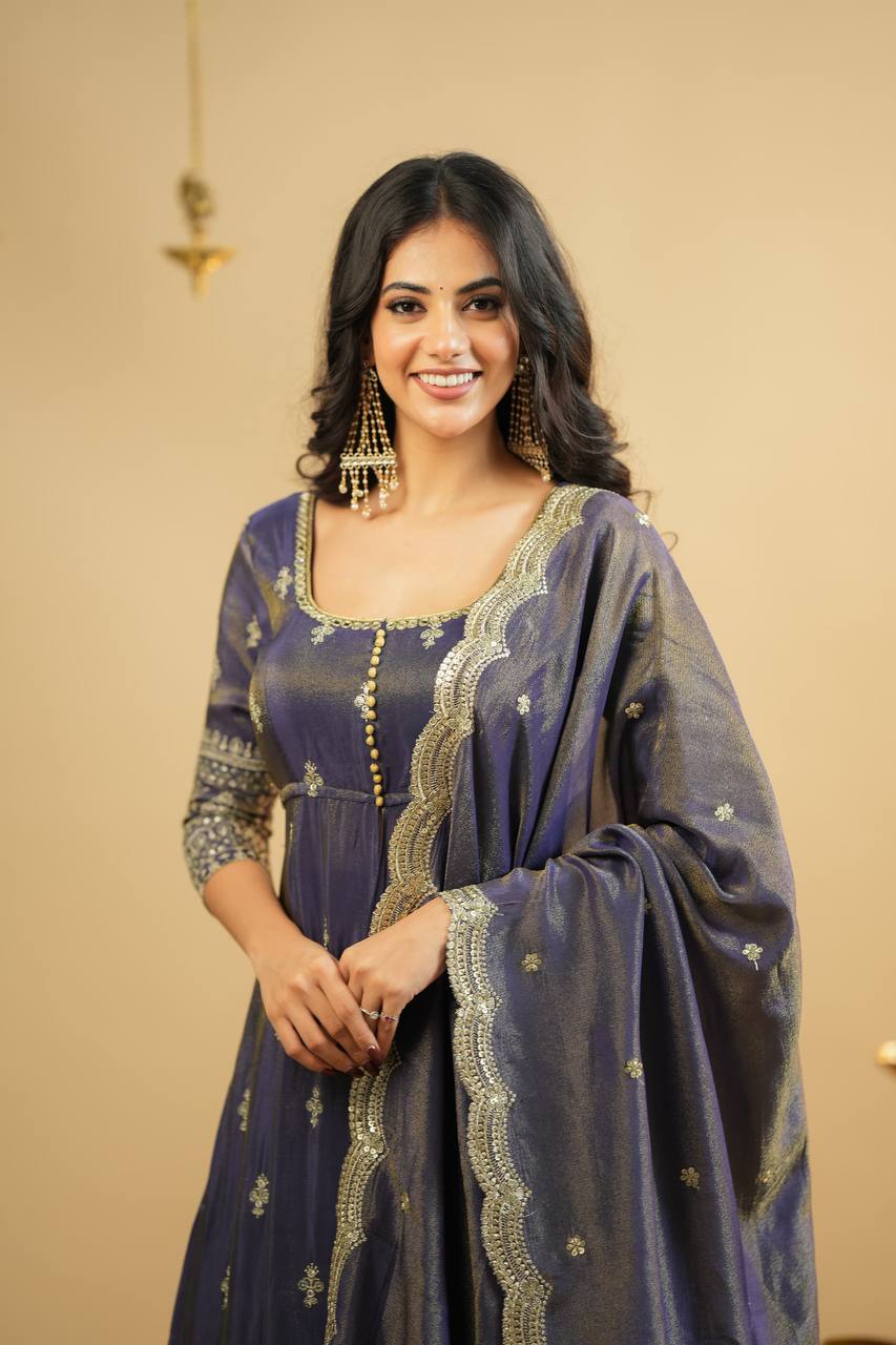 Yash Enterprise Light Purple Cosmo Silk Embroidery Suit Set  Grab2Buy Yash Enterprise Grab2Buy