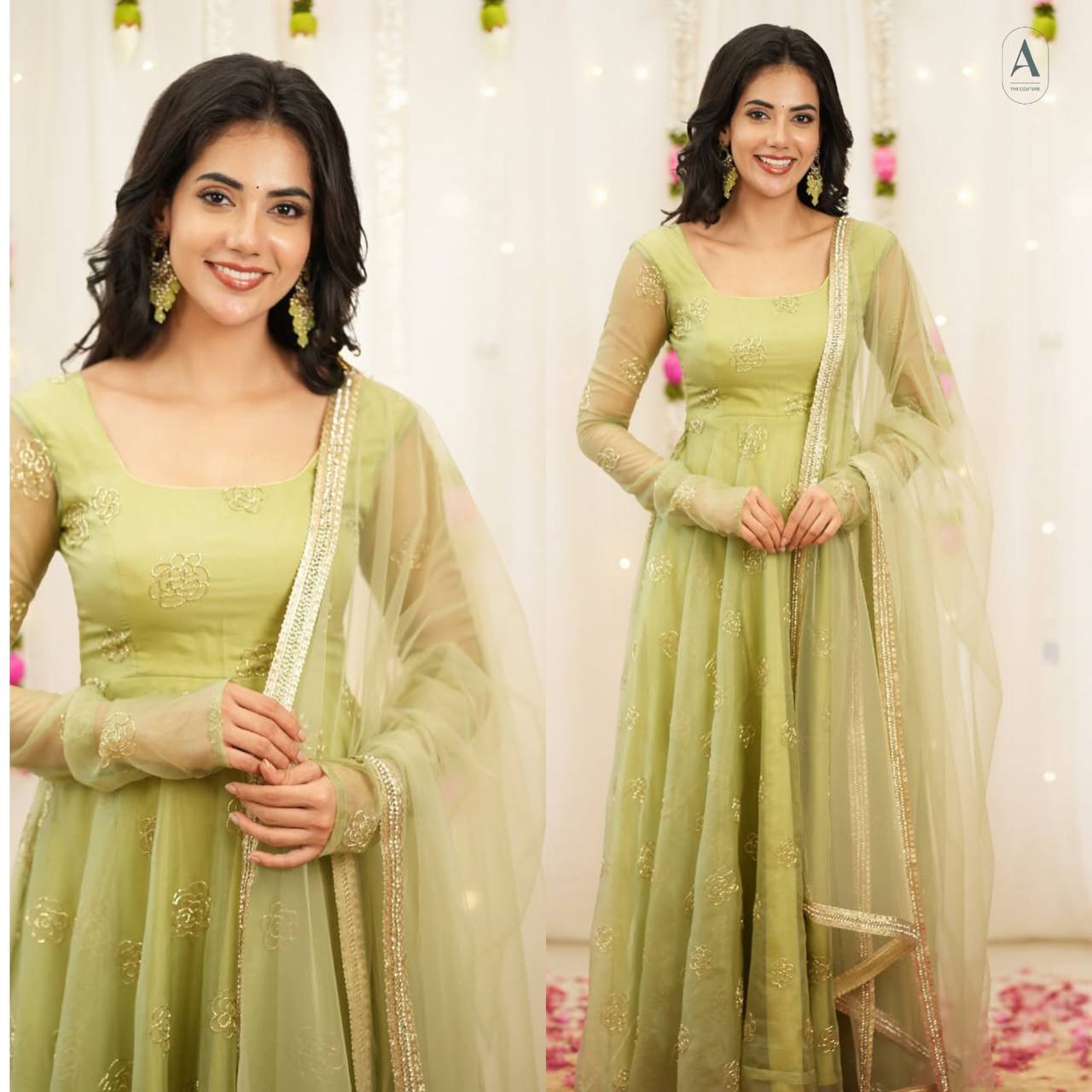 Yash Enterprise Light Green Soft Organza Party Wear Embroidery Suit Set  Grab2Buy Yash Enterprise Grab2Buy