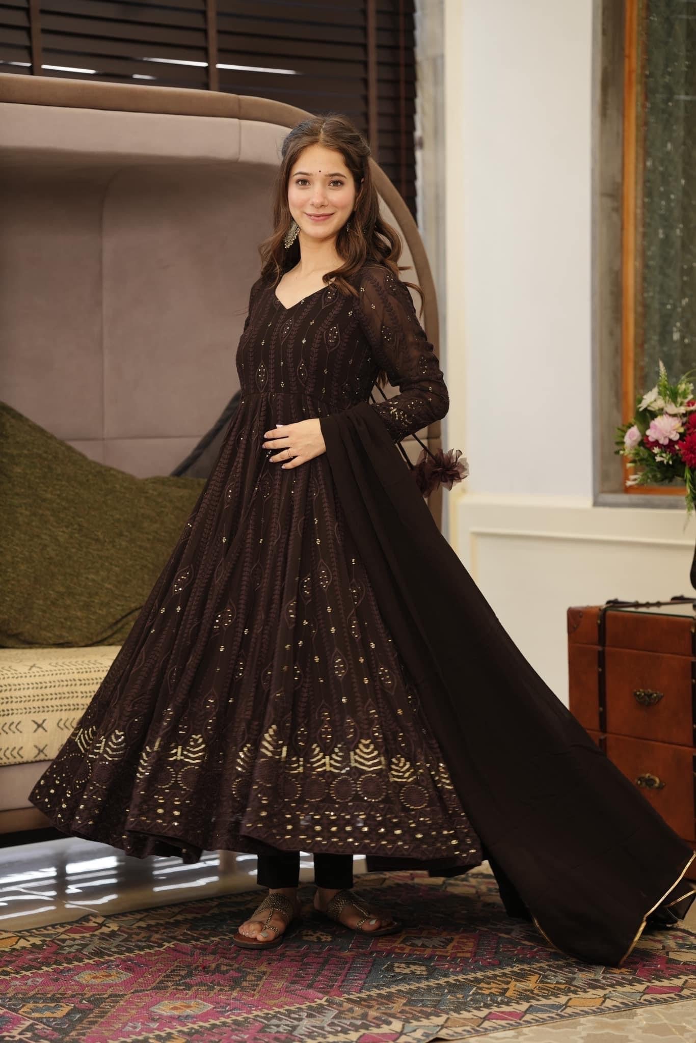 Yash Enterprise Black Embroidered Georgette Suit Set  Grab2Buy Yash Enterprise Grab2Buy