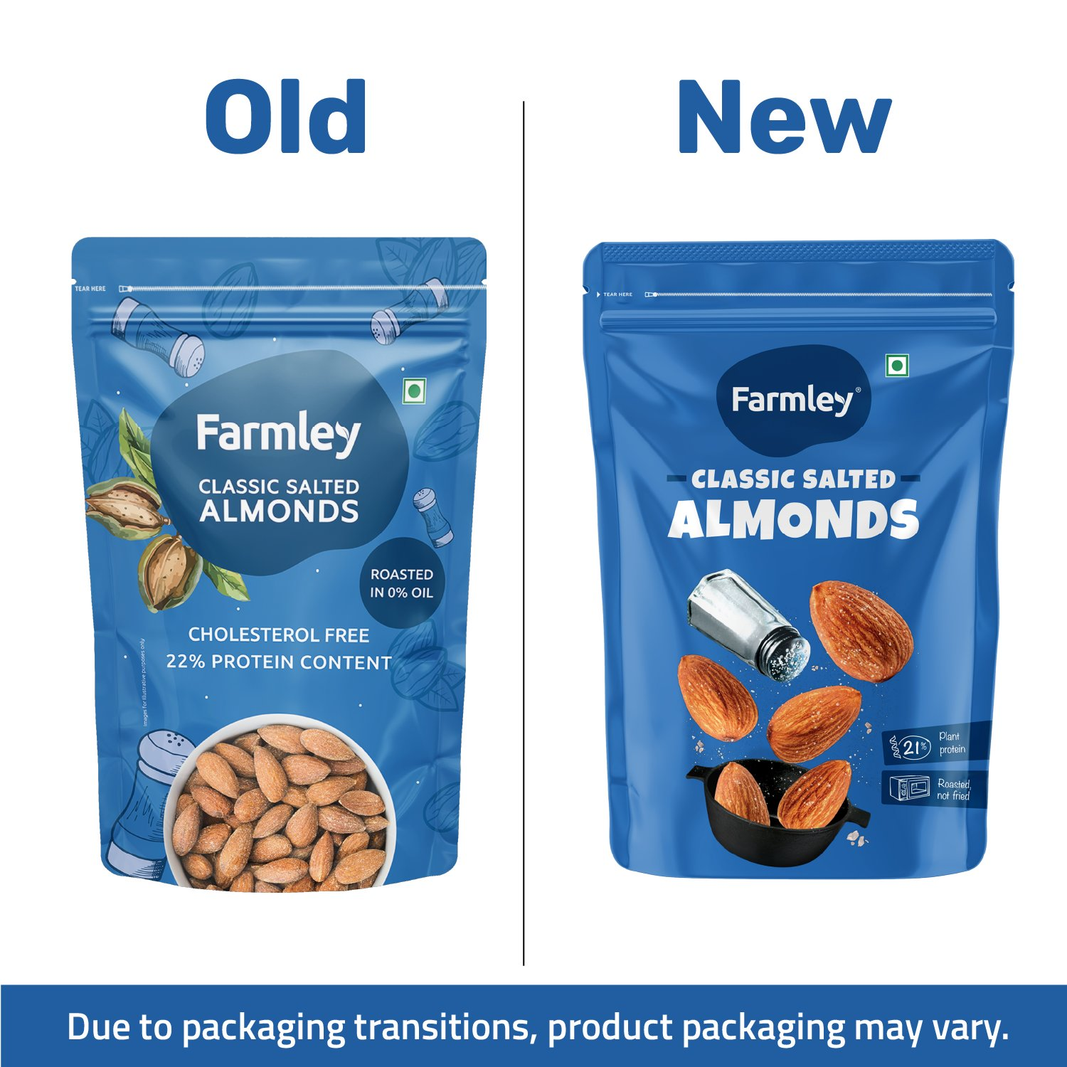 Farmley Classic Salted Almonds - Roasted, Not Fried