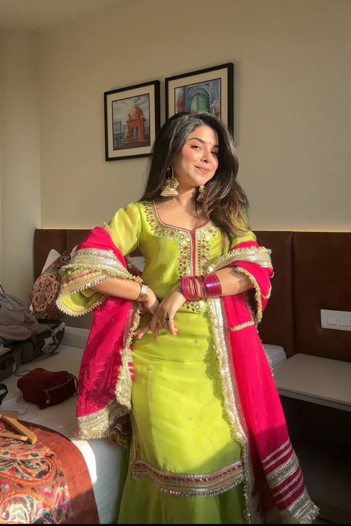 Yash Enterprise Green Faux Blooming Embroidery Sarara Suit  Grab2Buy Yash Enterprise Grab2Buy