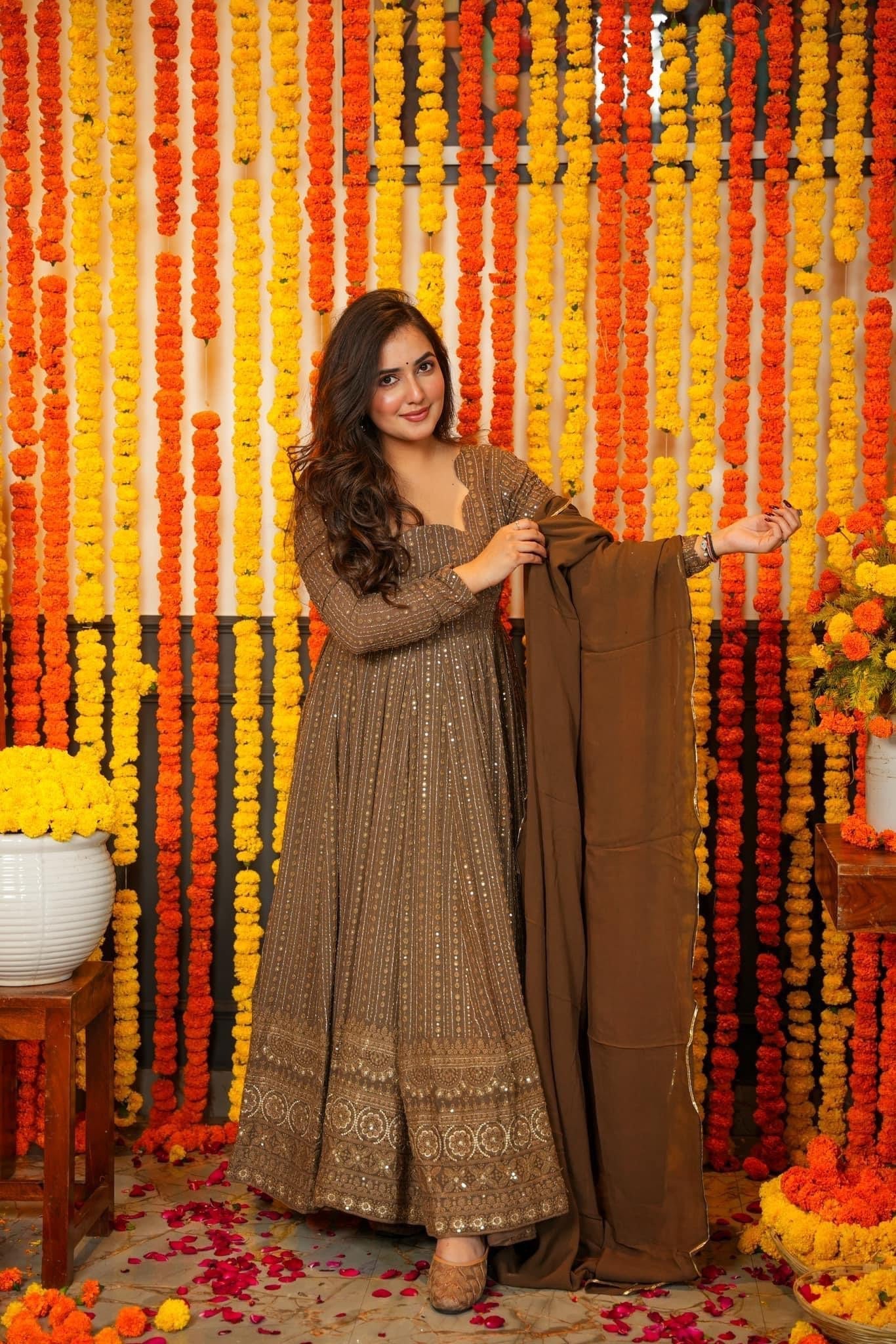 Yash Enterprise Night Star Embroidered Georgette Suit Set  Grab2Buy Yash Enterprise Grab2Buy