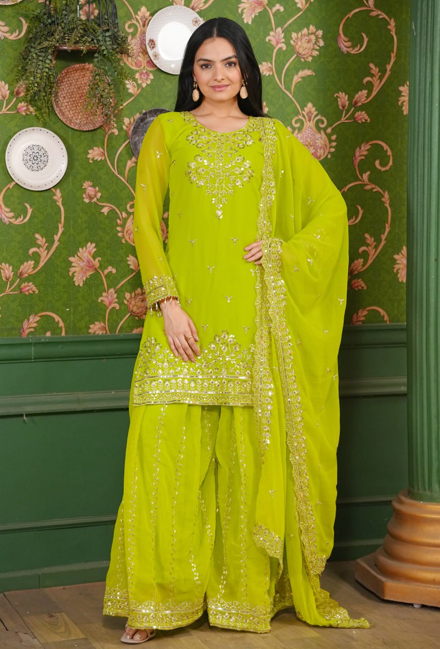 Yash Enterprise Green Georgette Party Wear Embroidery Party Wear Suit Set  Grab2Buy Yash Enterprise Grab2Buy