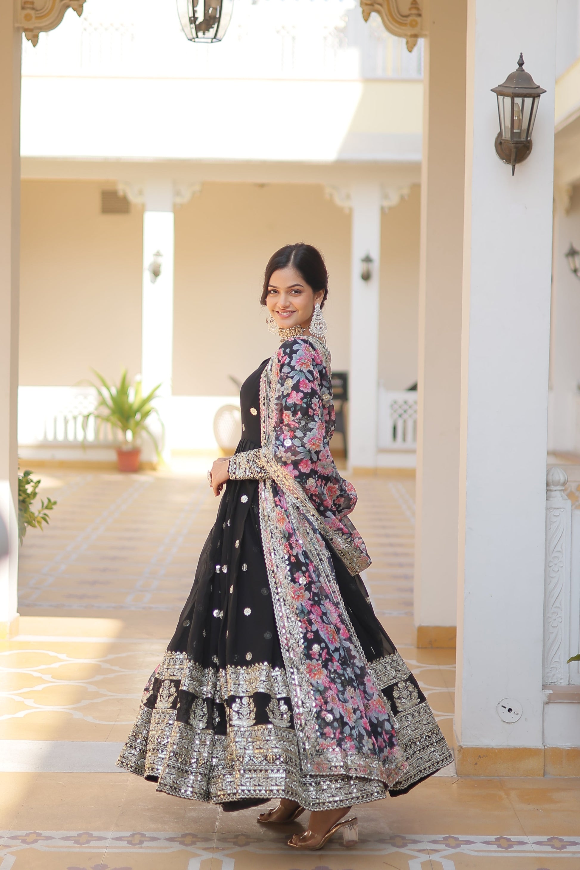 Yash Enterprise Black Georgette Embroidery Work Stiched Suit  Grab2Buy Yash Enterprise Grab2Buy