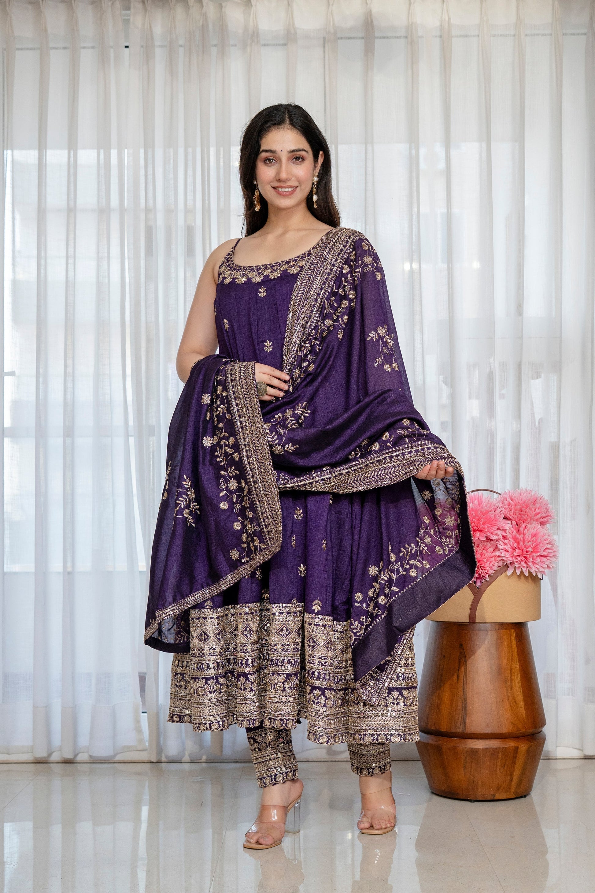 Yash Enterprise Purple Vichitra Silk Party Wear Embroidery Suit Set  Grab2Buy Yash Enterprise Grab2Buy