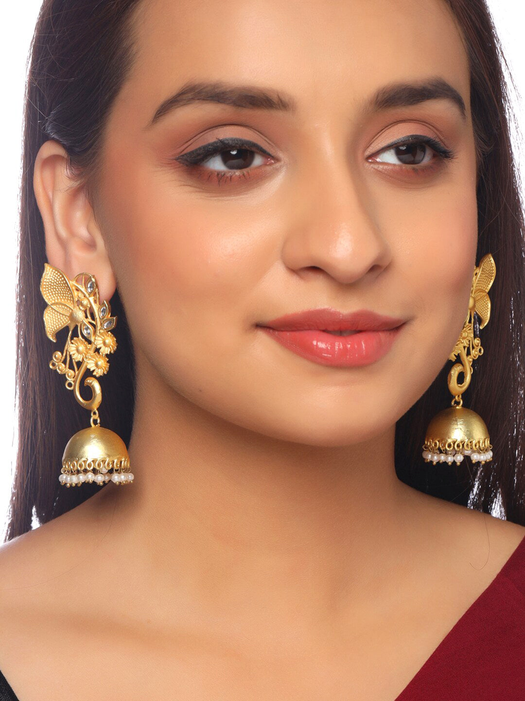 Yellow Chimes Gold-Plated Dome Shaped Jhumkas Earrings - Grab2buy