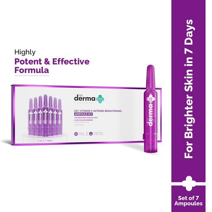 The Derma Co 15% Vitamin C Intense Brightening Ampoule Kit  Grab2Buy The Derma Co Grab2Buy