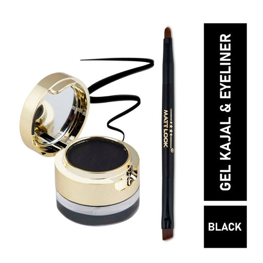 Matt Look Fashion Eye Makeup 24Hr Stay Gel Kajal & Cake Eyeliner - Black 