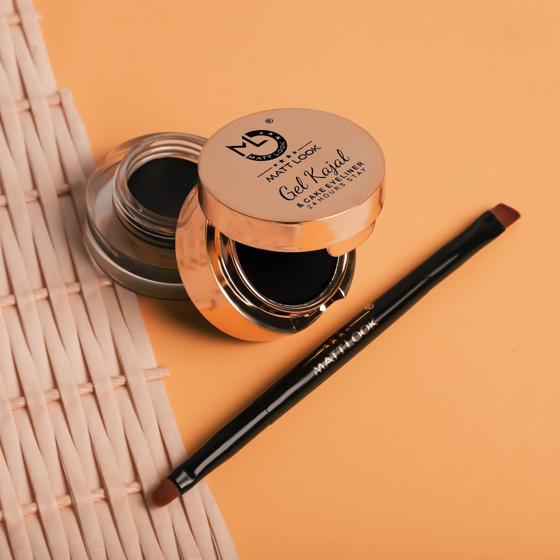 Matt Look Fashion Eye Makeup 24Hr Stay Gel Kajal & Cake Eyeliner - Black 