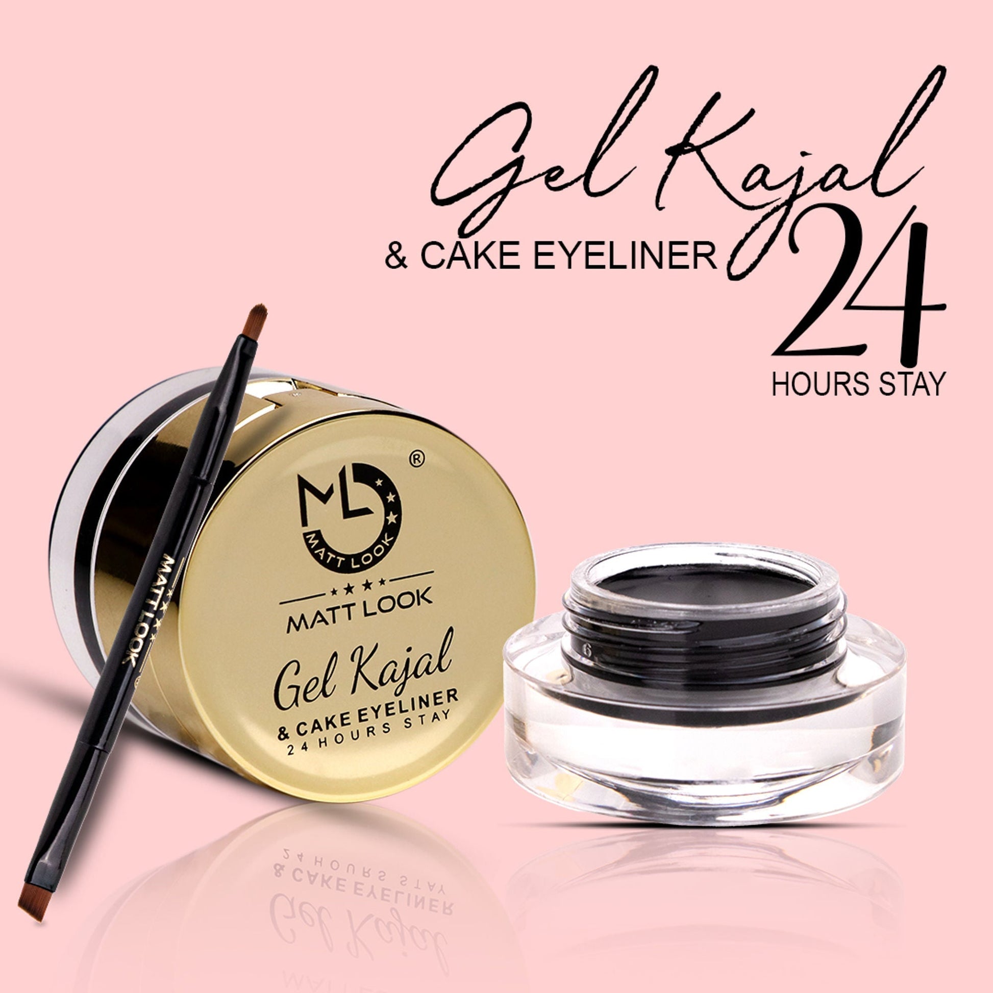 Matt Look Fashion Eye Makeup 24Hr Stay Gel Kajal & Cake Eyeliner - Black 