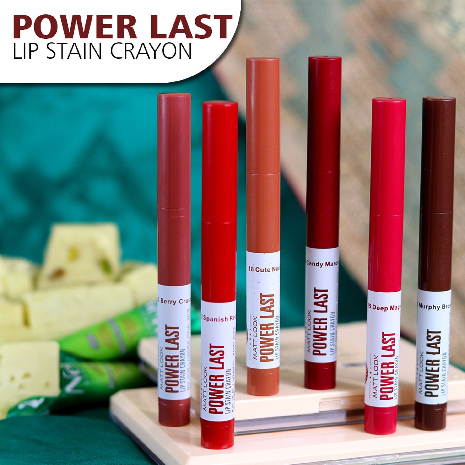 Matt Look Power Last Lip Stain Crayon Lipstick - Berry Crush 