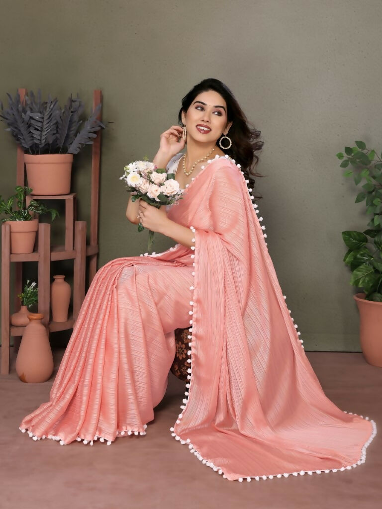 Designer Partywear Peach Banglor Fancy Saree - Kanak