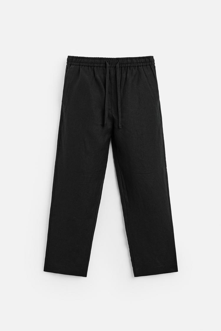 Fabmade Men’S Linen Pajama Combo – Beige & Black (Pack Of 2)
