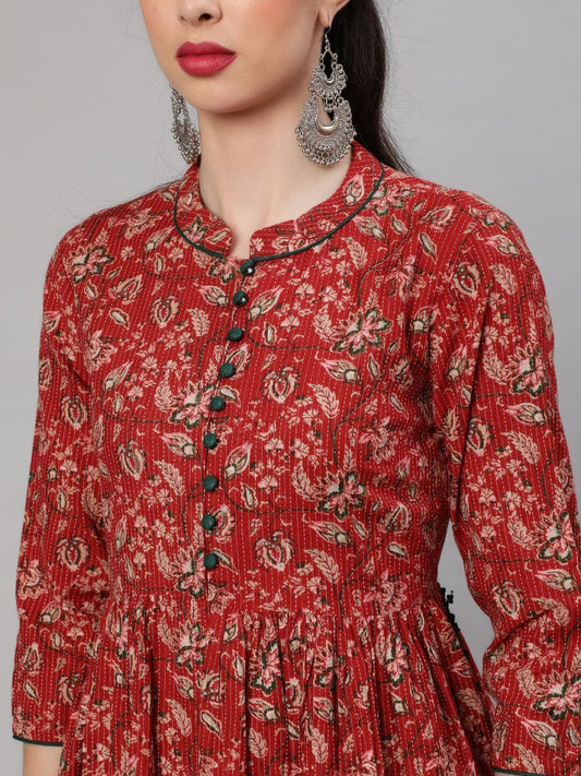Aks Ethnic Motifs Printed Cotton A-Line Kurta