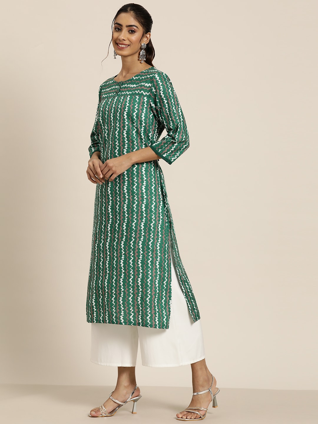 HERE&NOW Abstract Printed Pure Cotton Kurta