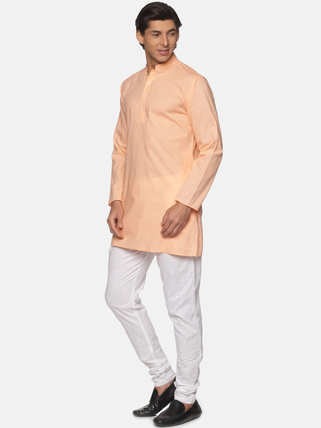 Sethukrishna Men Orange Striped Pure Cotton Kurta with Pyjamas
