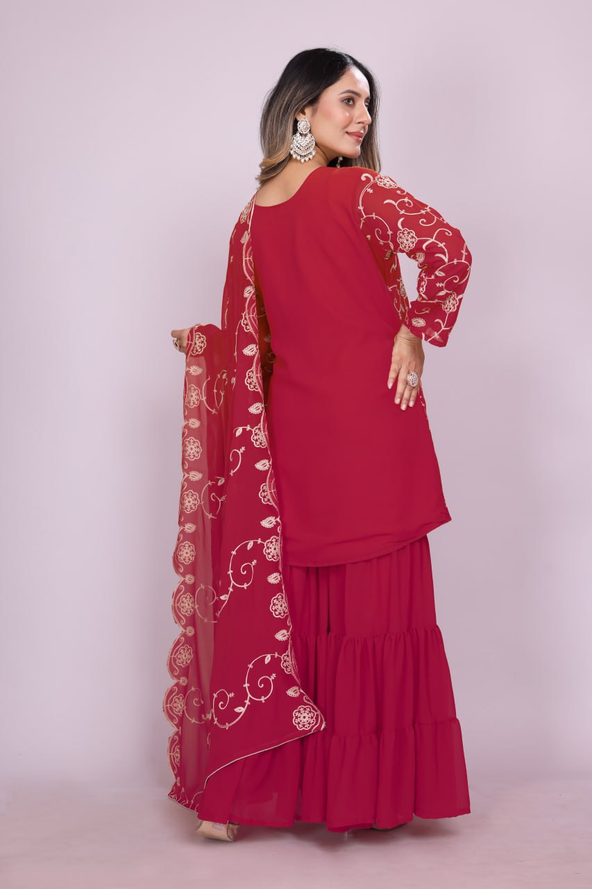 Yash Enterprise Maroon Chinon Silk Party Wear Embroidery Suit Set  Grab2Buy Yash Enterprise Grab2Buy