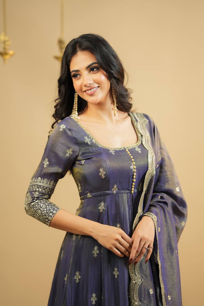 Yash Enterprise Light Purple Cosmo Silk Embroidery Suit Set  Grab2Buy Yash Enterprise Grab2Buy