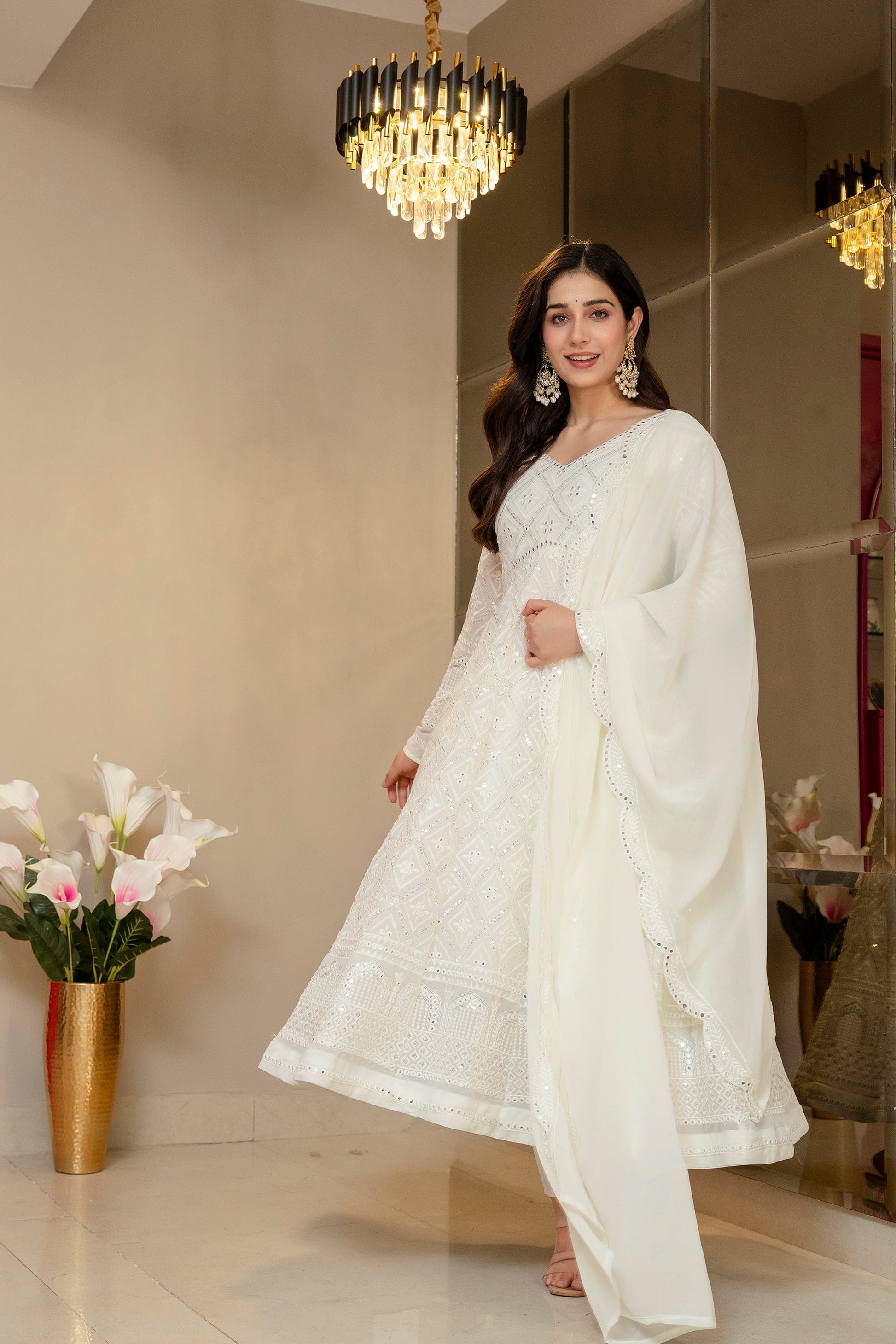 Yash Enterprise Off White Georgette Party Wear Embroidery Suit Set  Grab2Buy Yash Enterprise Grab2Buy