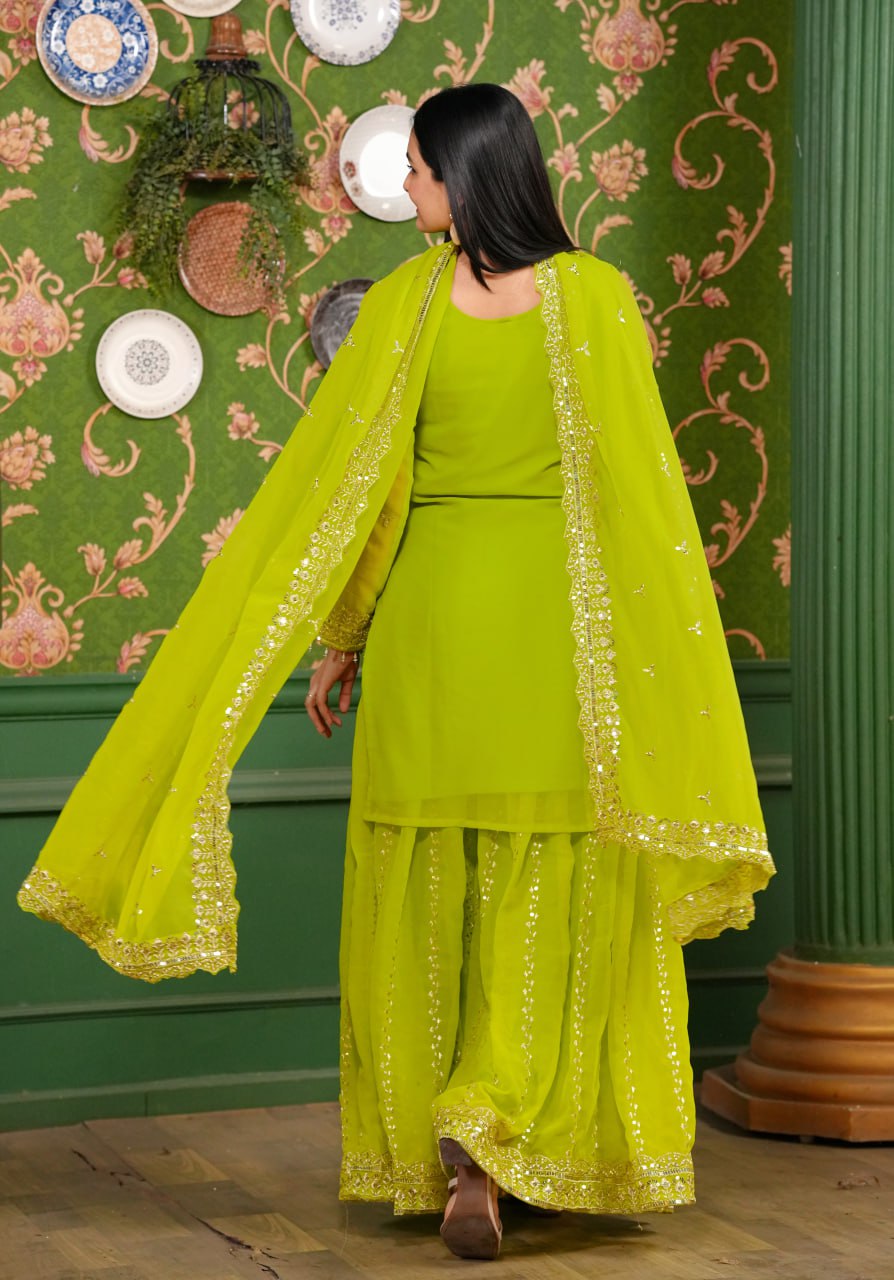 Yash Enterprise Green Georgette Party Wear Embroidery Party Wear Suit Set  Grab2Buy Yash Enterprise Grab2Buy