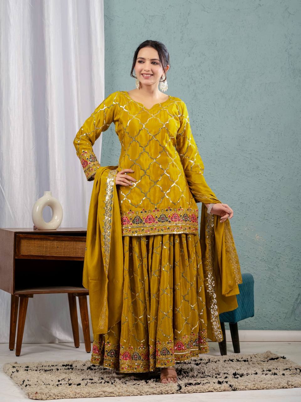 Yash Enterprise Yellow Georgette Embroidery Party Wear Suit Set  Grab2Buy Yash Enterprise Grab2Buy