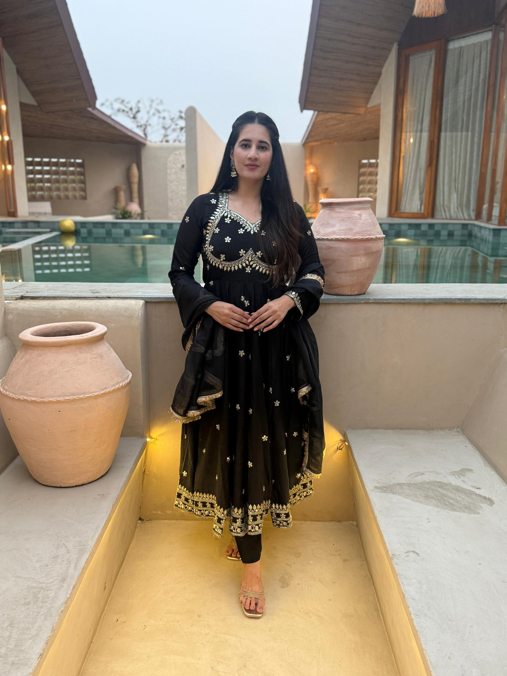 Yash Enterprise Black Vichitra Silk Party Wear Embroidery Suit Set  Grab2Buy Yash Enterprise Grab2Buy