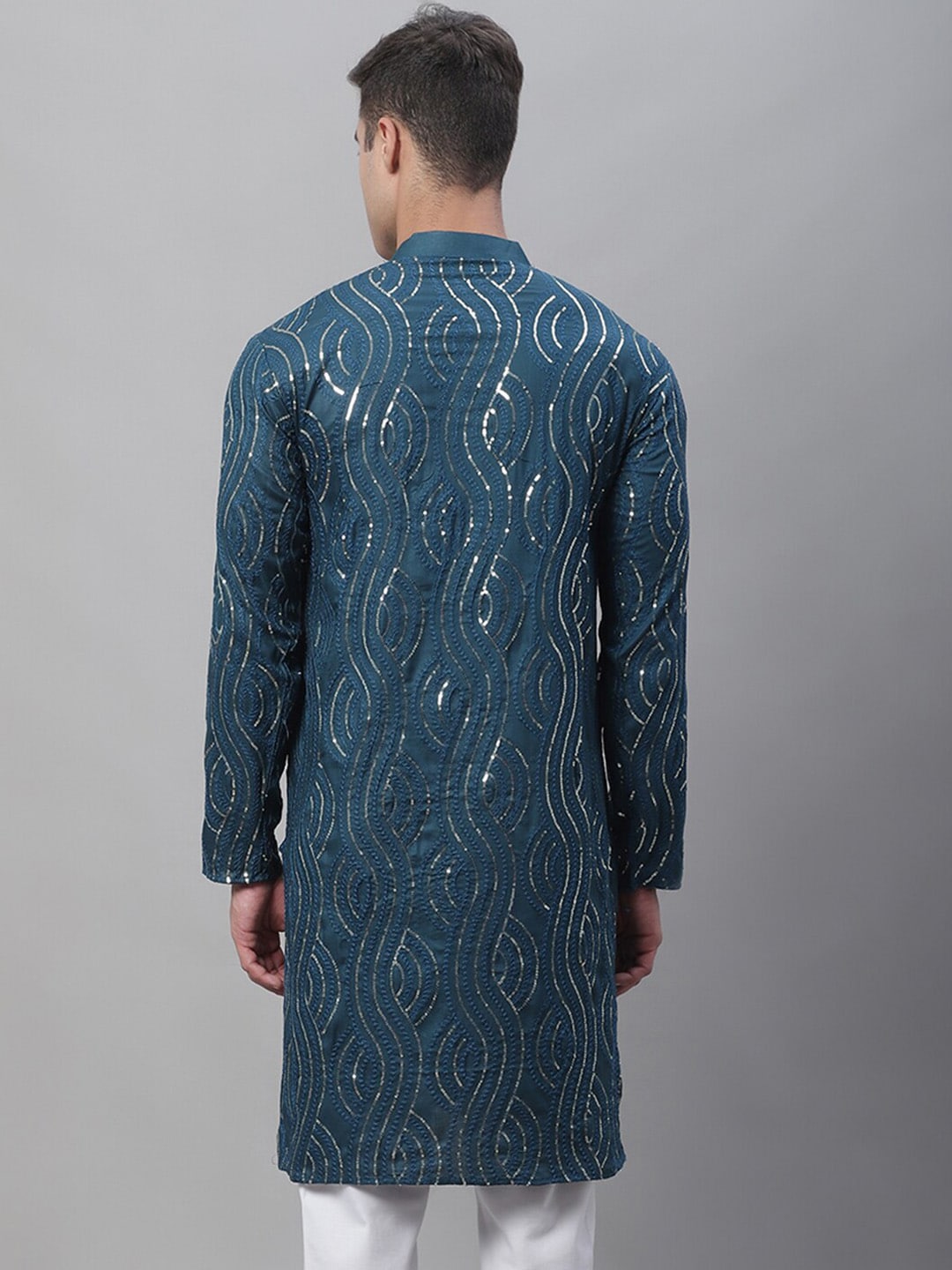 Sojanya Ethnic Motifs Embroidered Sequinned Pure Cotton Kurta 