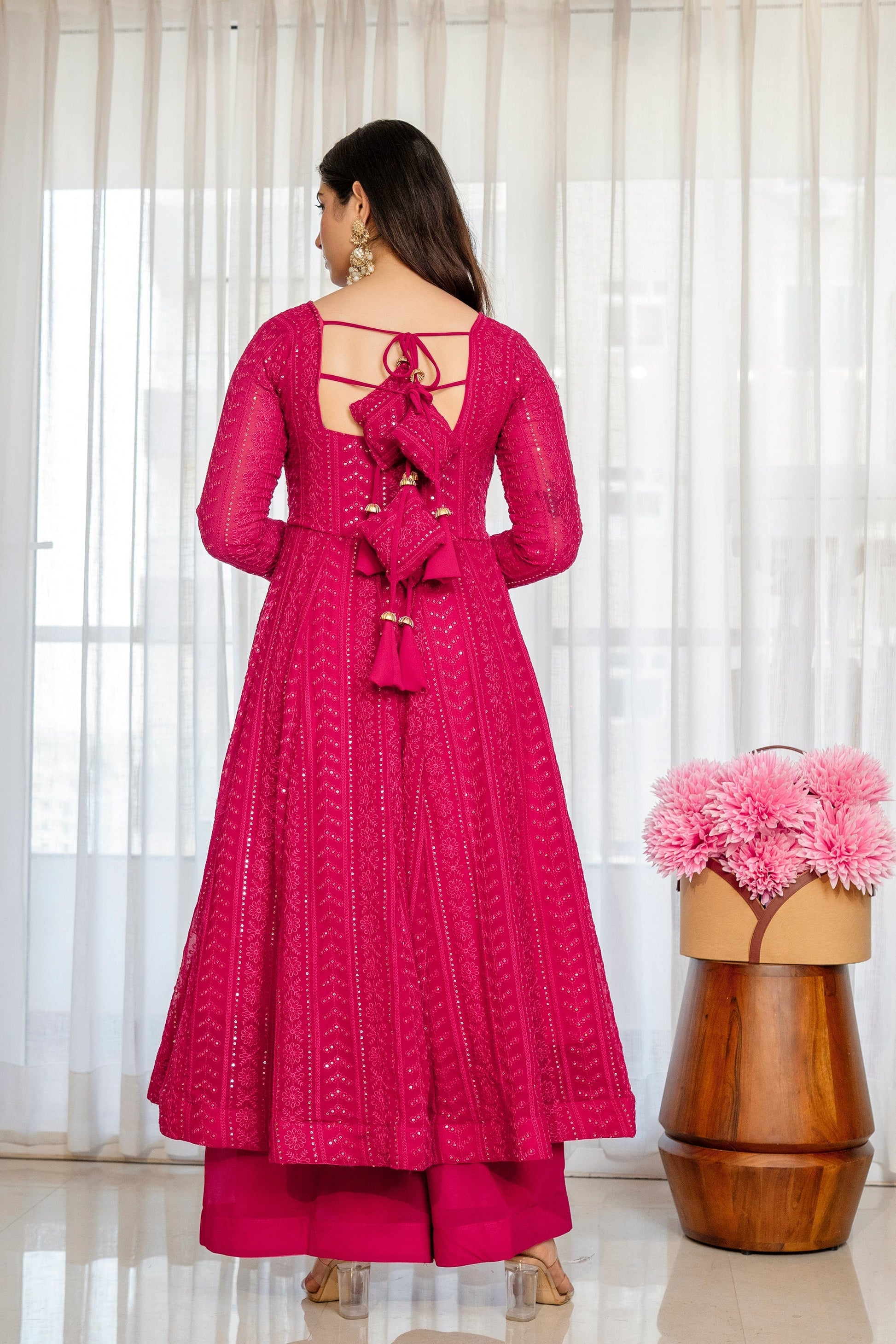 Yash Enterprise Rani Pink Blooming Silk Party Wear Embroidery Sharara Suit Set  Grab2Buy Yash Enterprise Grab2Buy