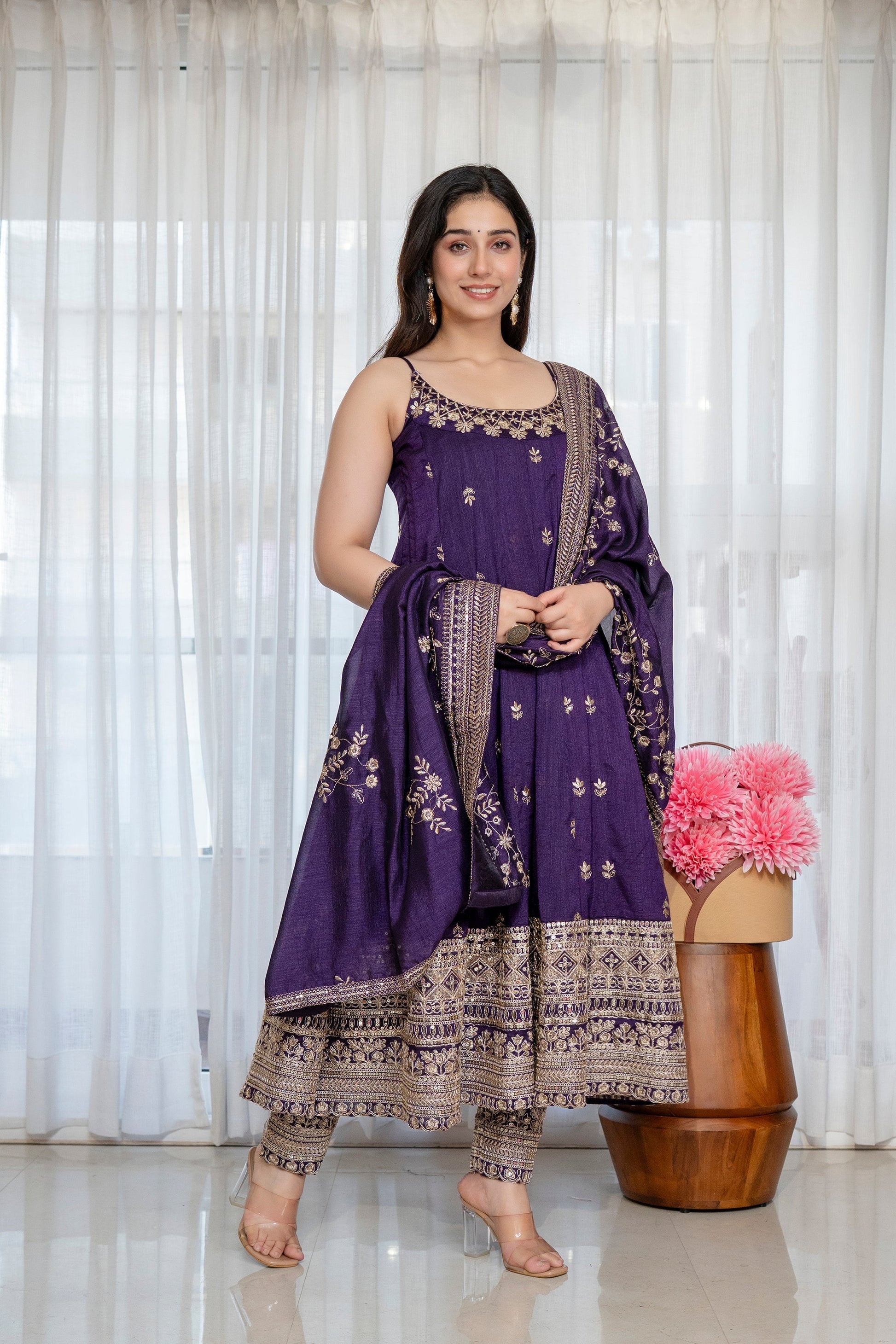 Yash Enterprise Purple Vichitra Silk Party Wear Embroidery Suit Set  Grab2Buy Yash Enterprise Grab2Buy