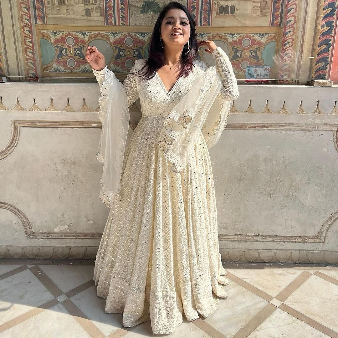 Yash Enterprise Off White Luckhnowi Sequins Work Party Wear Suit Set  Grab2Buy Yash Enterprise Grab2Buy